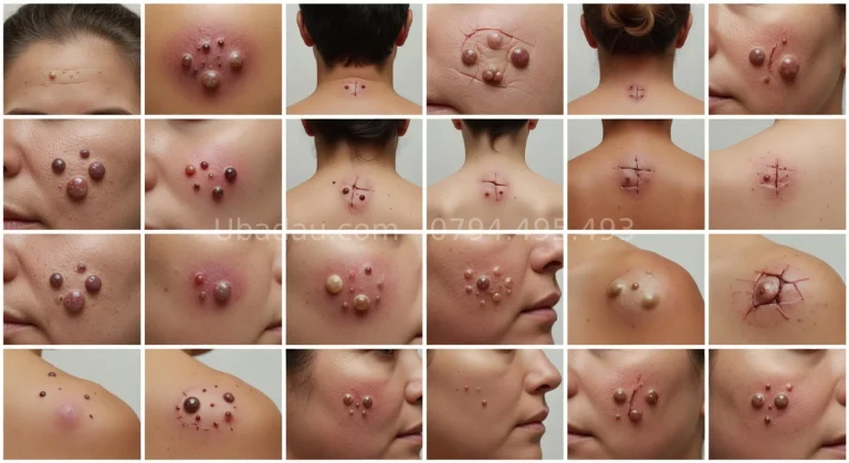 Hình ảnh u bã đậu ở các vị trí trên cơ thể